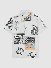 Men Les Deux Cotton Graphic-Print Shirt in Ivory Print