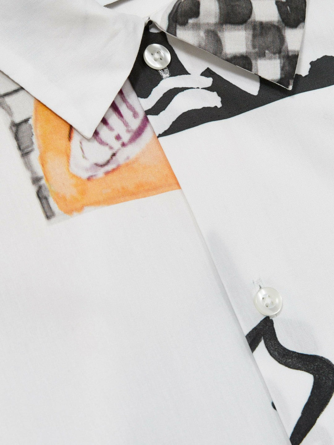 Men Les Deux Cotton Graphic-Print Shirt in Ivory Print