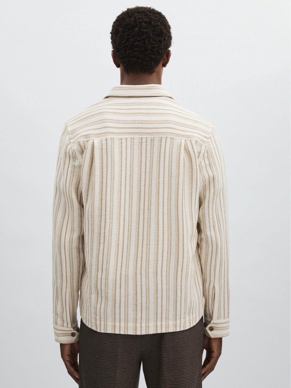 Men Les Deux Cotton-Blend Stripe Overshirt in Ivory