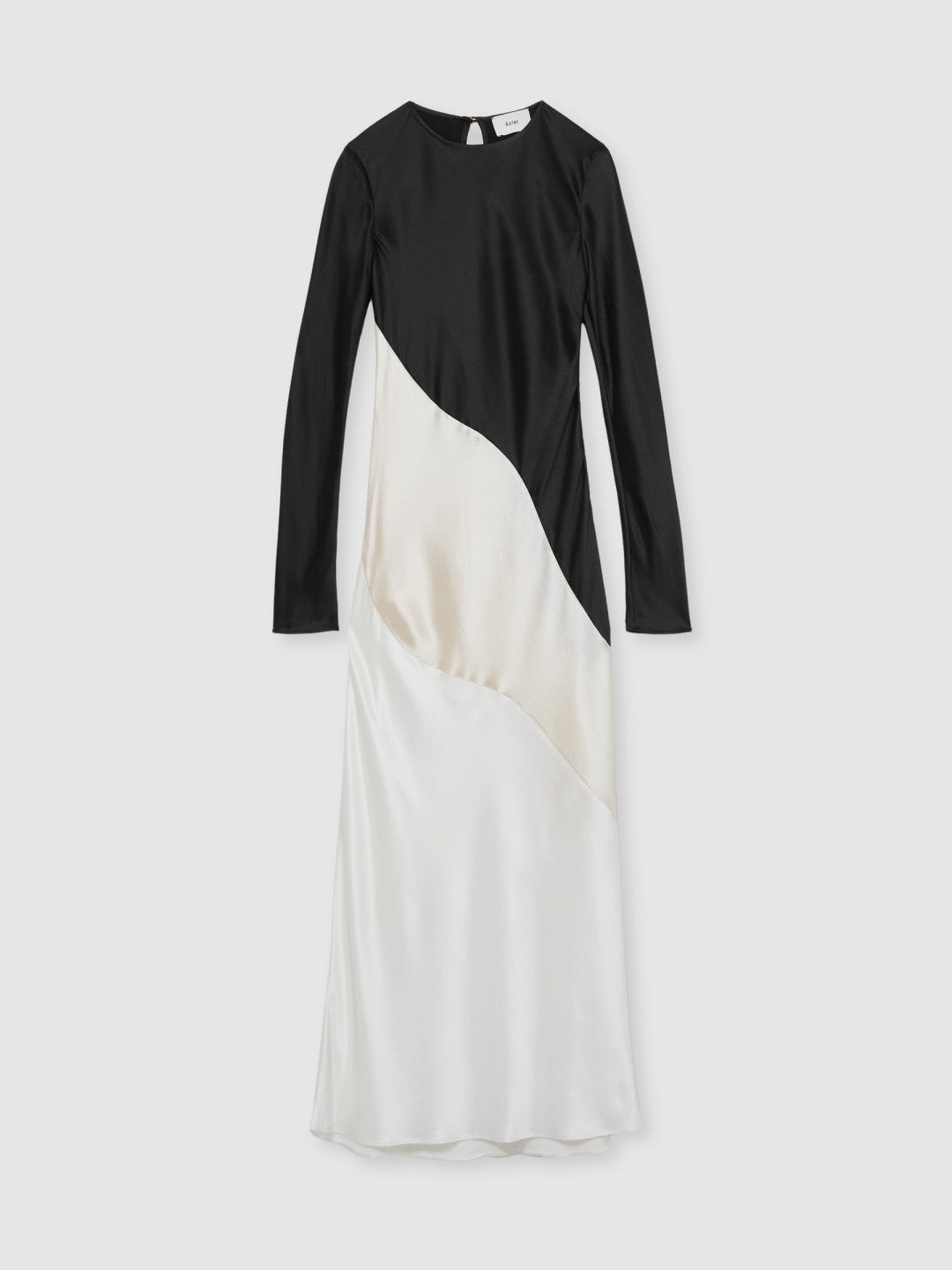 Women Acler Satin Colour Block Midi Dress in Ivory/Black