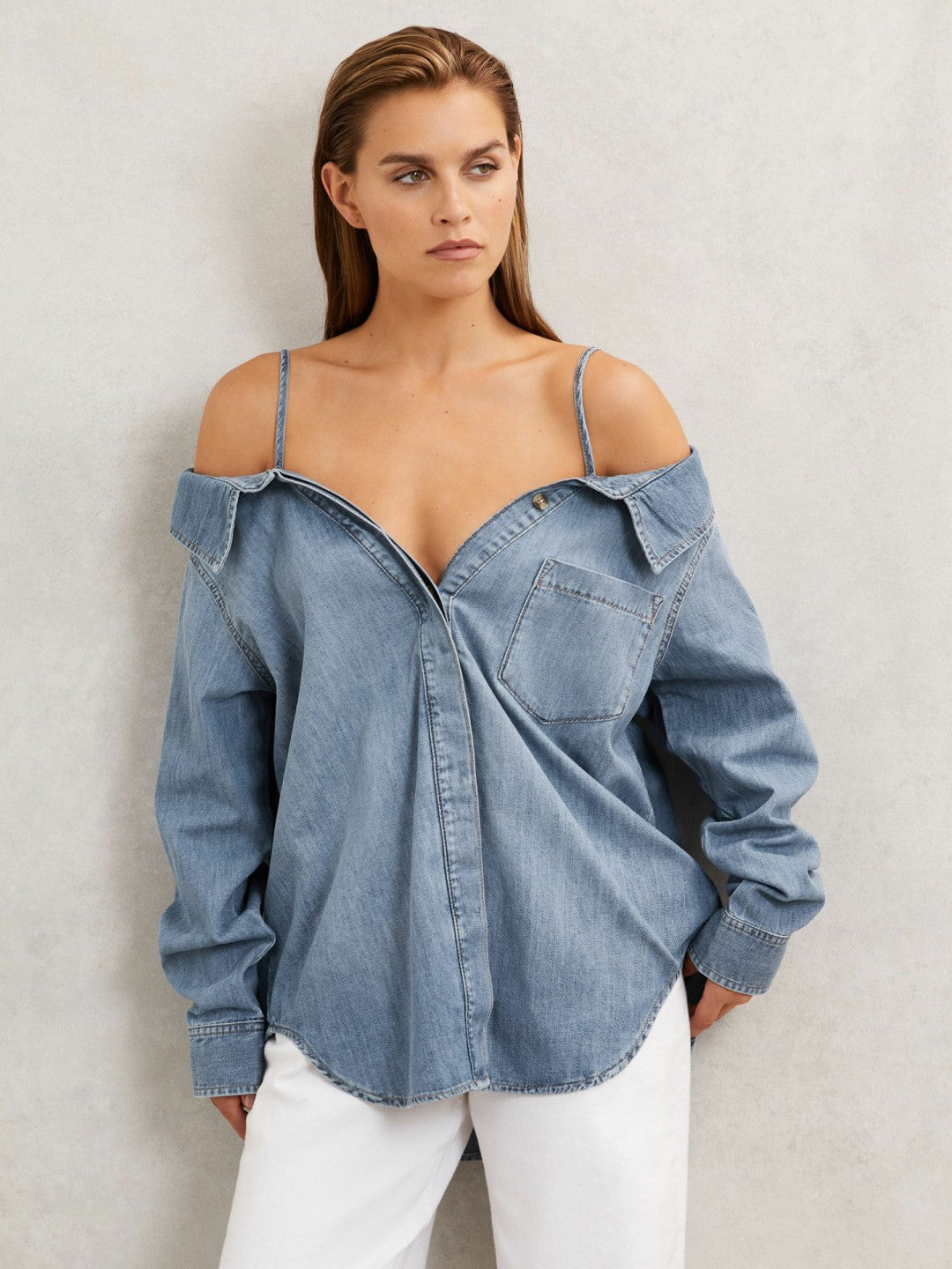Women 100% Cotton Shirt in Indigo Blue