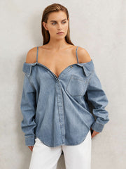 Women 100% Cotton Shirt in Indigo Blue