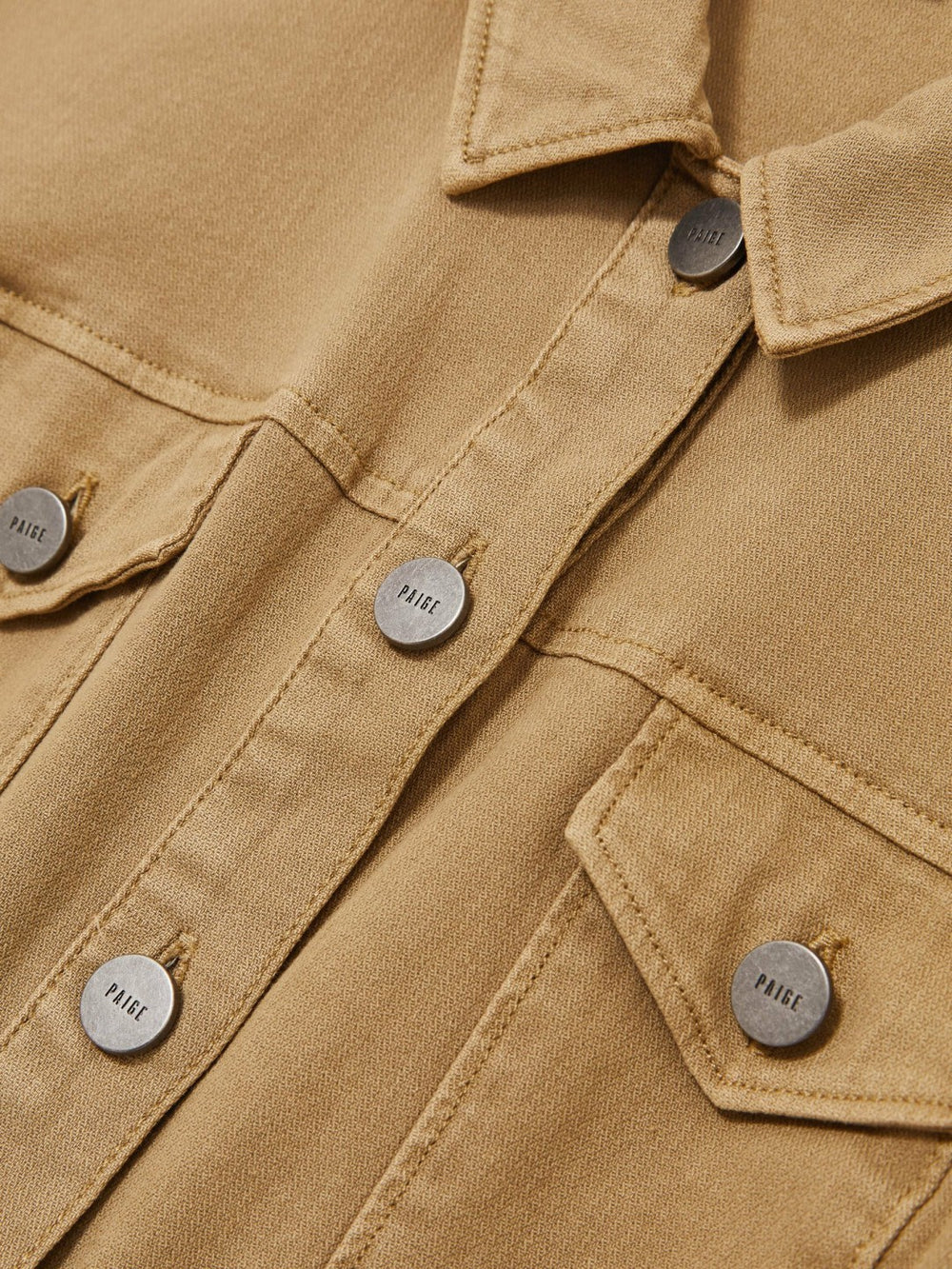 Women Paige Fern Beige Denim Button Through Mini Dress in Fern Beige