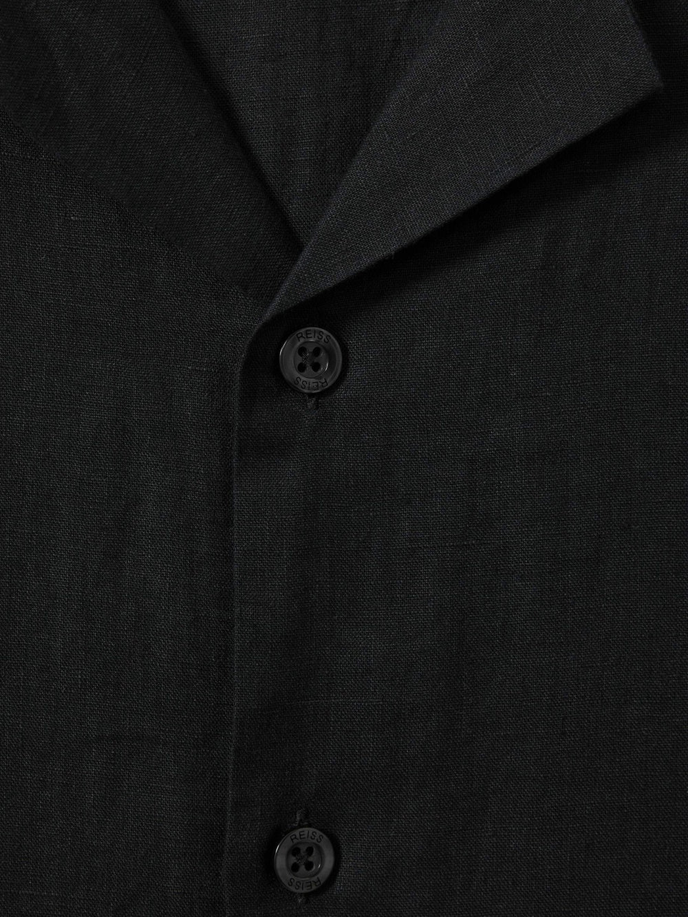 Men Linen Cuban-Collar Shirt in Black