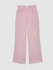 Women Cropped Palazzo Jeans in Rose Pink