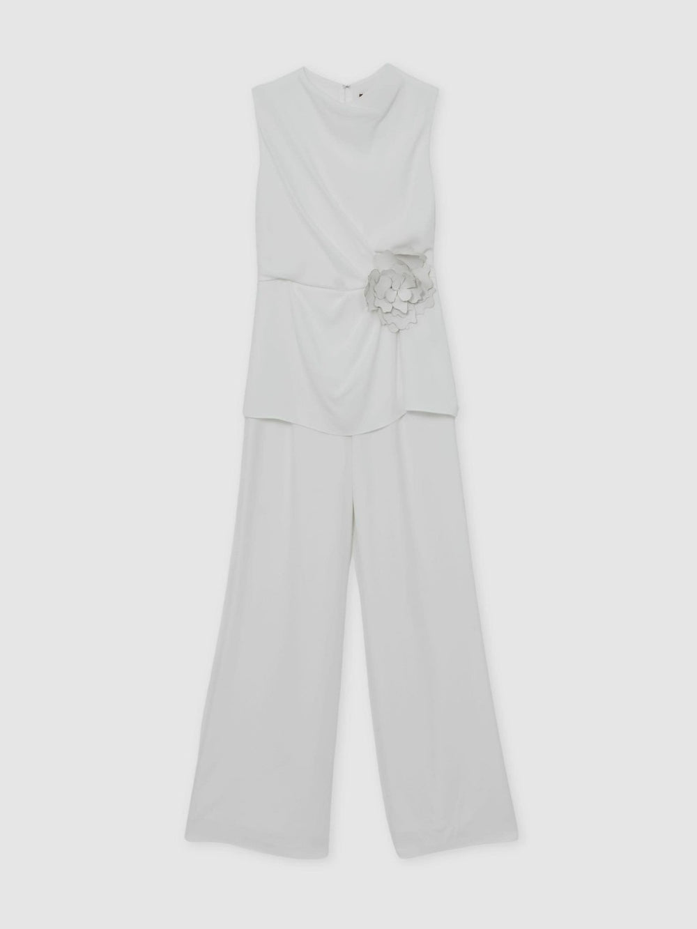 Women Halston Crepe Wide Leg Jumpsuit in Ivory