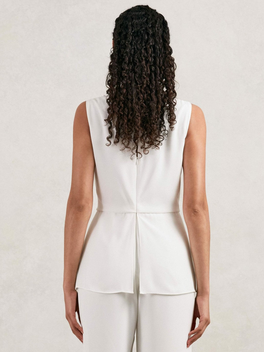 Women Halston Crepe Wide Leg Jumpsuit in Ivory