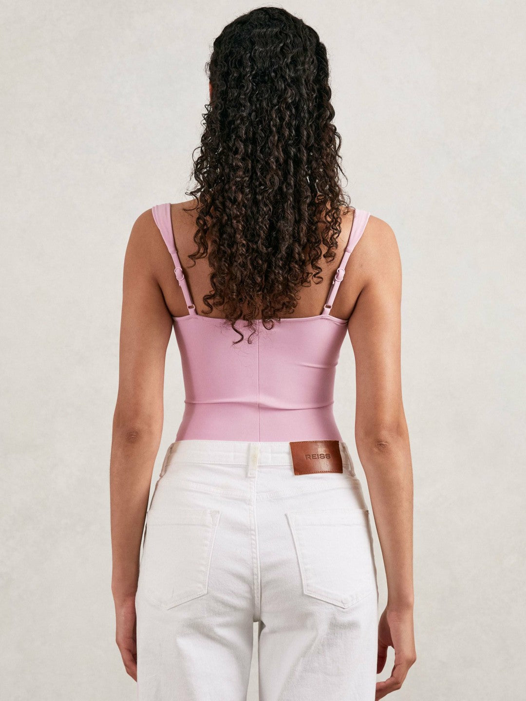 Women Good American Scuba Sweetheart Bodysuit in Light Pink
