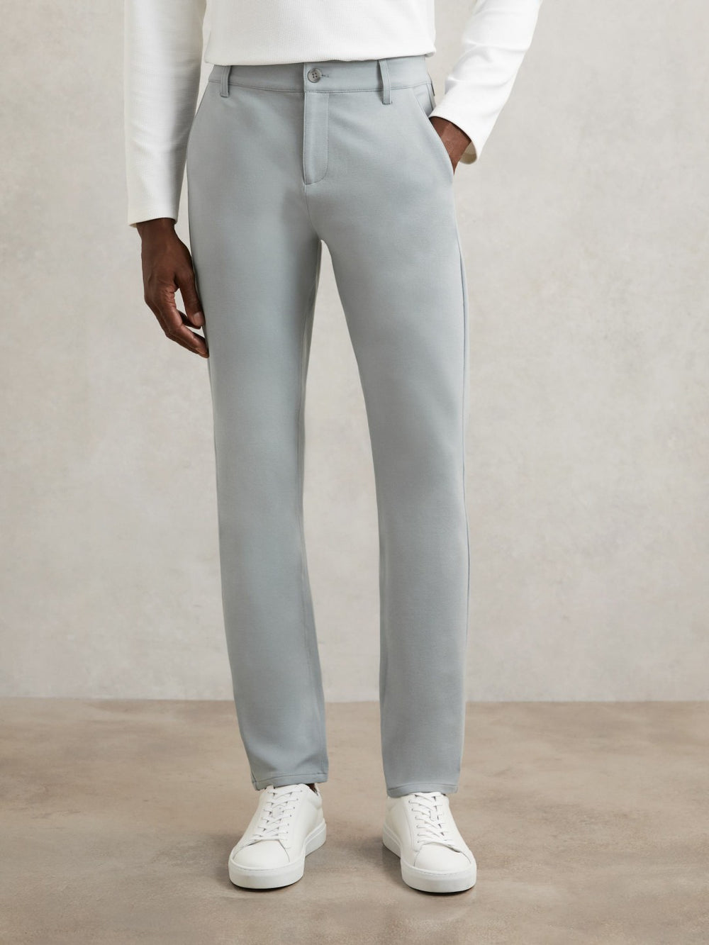 Men Paige Slim-Fit Stretch Trousers in Moon Shadow Blue