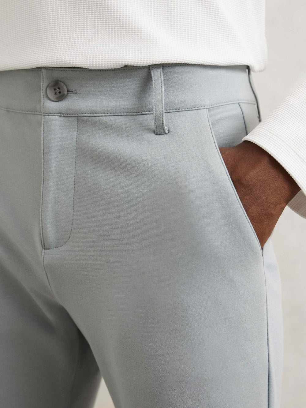 Men Paige Slim-Fit Stretch Trousers in Moon Shadow Blue