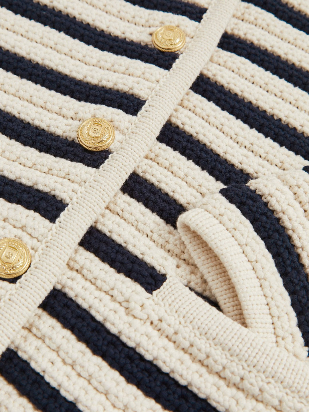 Women Paige Ivory Textured Knit Stripe Cardigan in Ivory