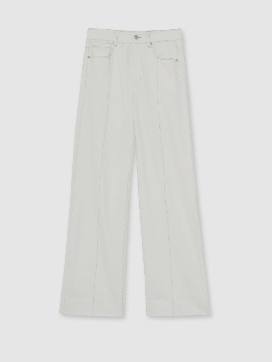 Women Paige Ecru Wide Leg Pintuck Jeans in Ecru