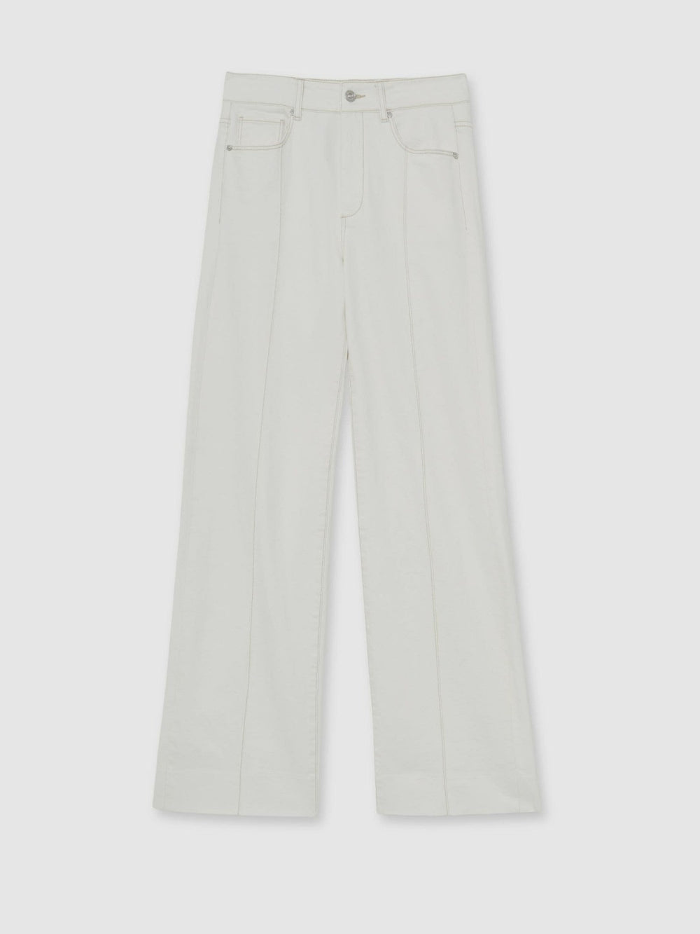 Women Paige Ecru Wide Leg Pintuck Jeans in Ecru