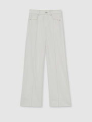 Women Paige Ecru Wide Leg Pintuck Jeans in Ecru