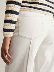 Women Paige Ecru Wide Leg Pintuck Jeans in Ecru