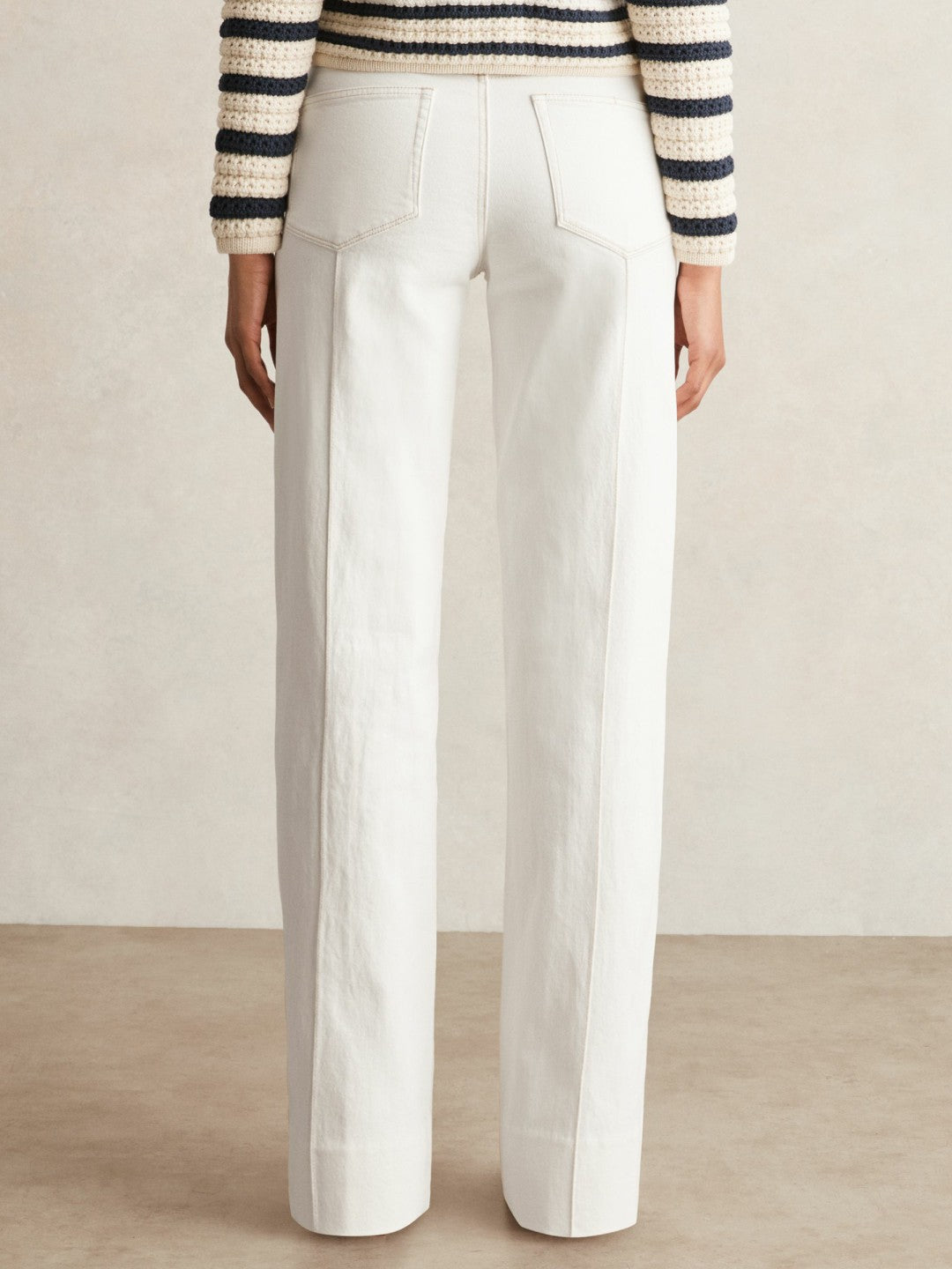 Women Paige Ecru Wide Leg Pintuck Jeans in Ecru