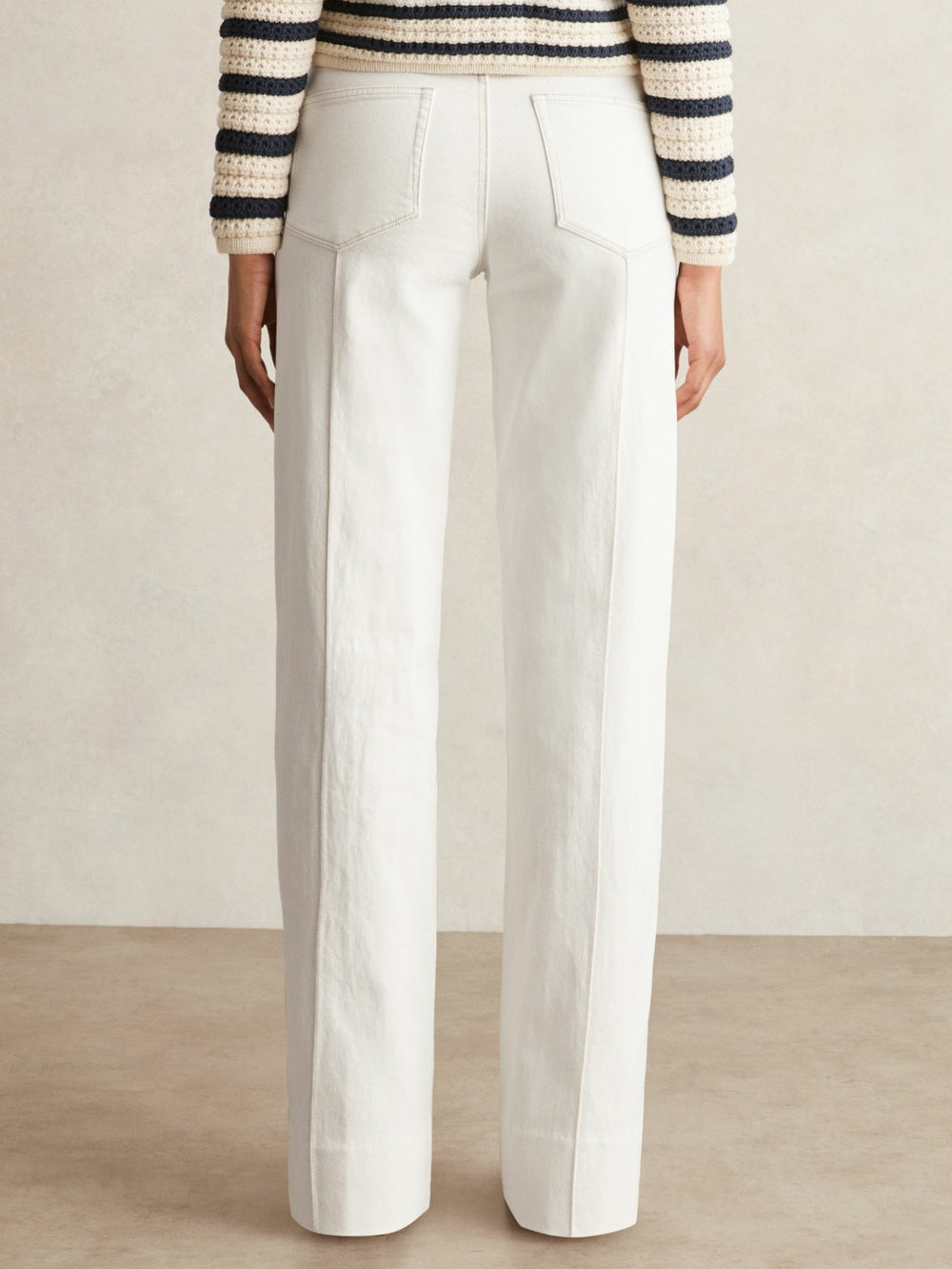 Women Paige Ecru Wide Leg Pintuck Jeans in Ecru