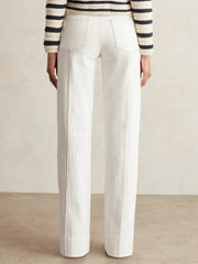 Women Paige Ecru Wide Leg Pintuck Jeans in Ecru