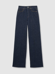 Women Paige Wide Leg Pintuck Jeans in Anais Blue