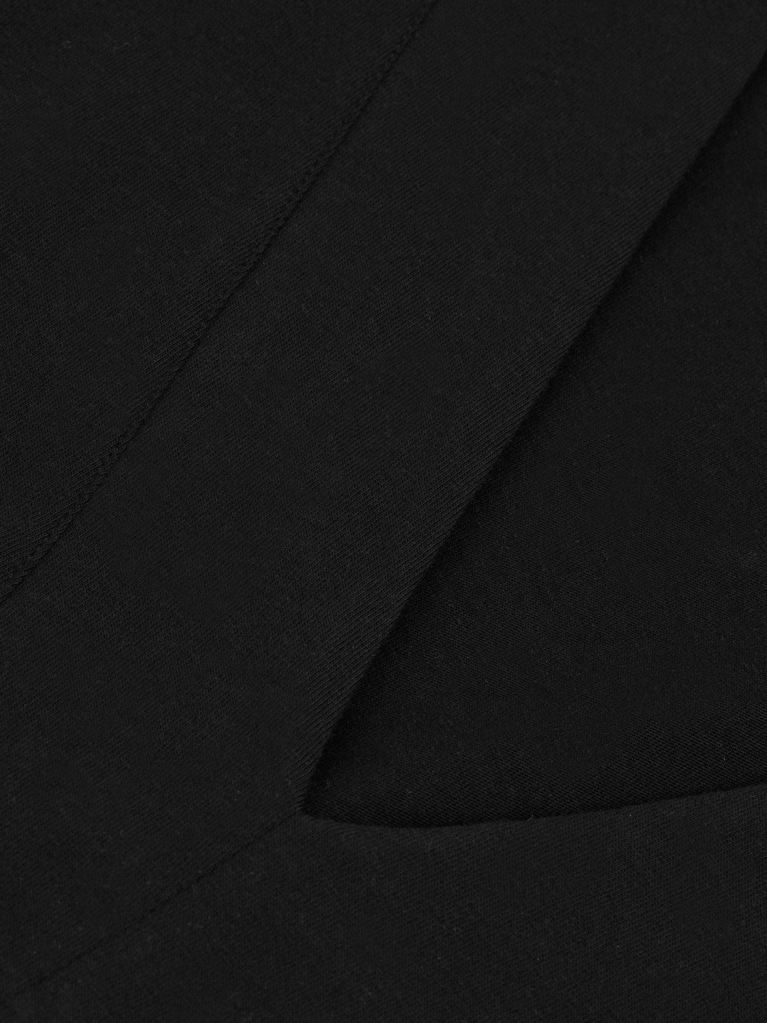 Women Cotton Shoulder-Pad V-Neck Top in Black