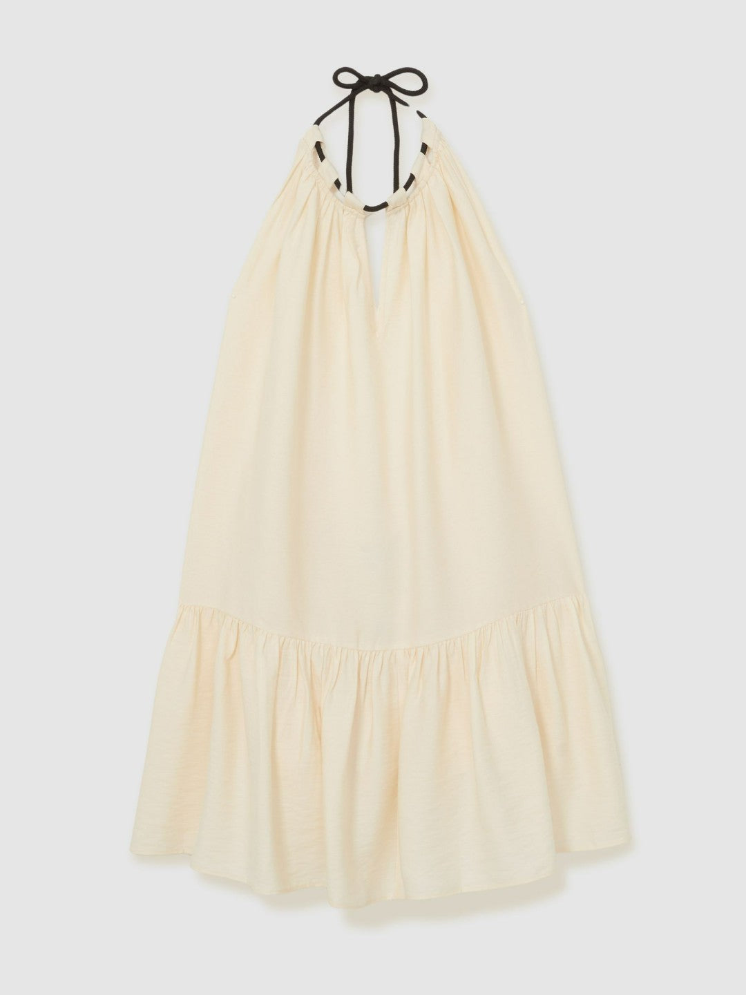Women Halterneck Beach Cover-Up Swing Dress in Cream