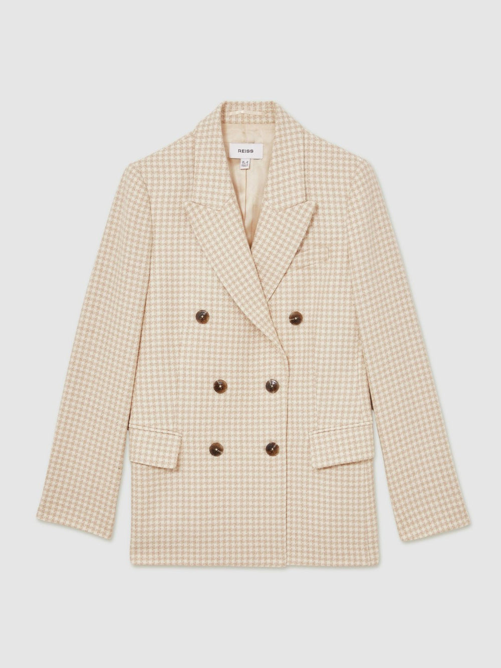 Women Double Breasted Check Blazer With Wool in Neutral Check