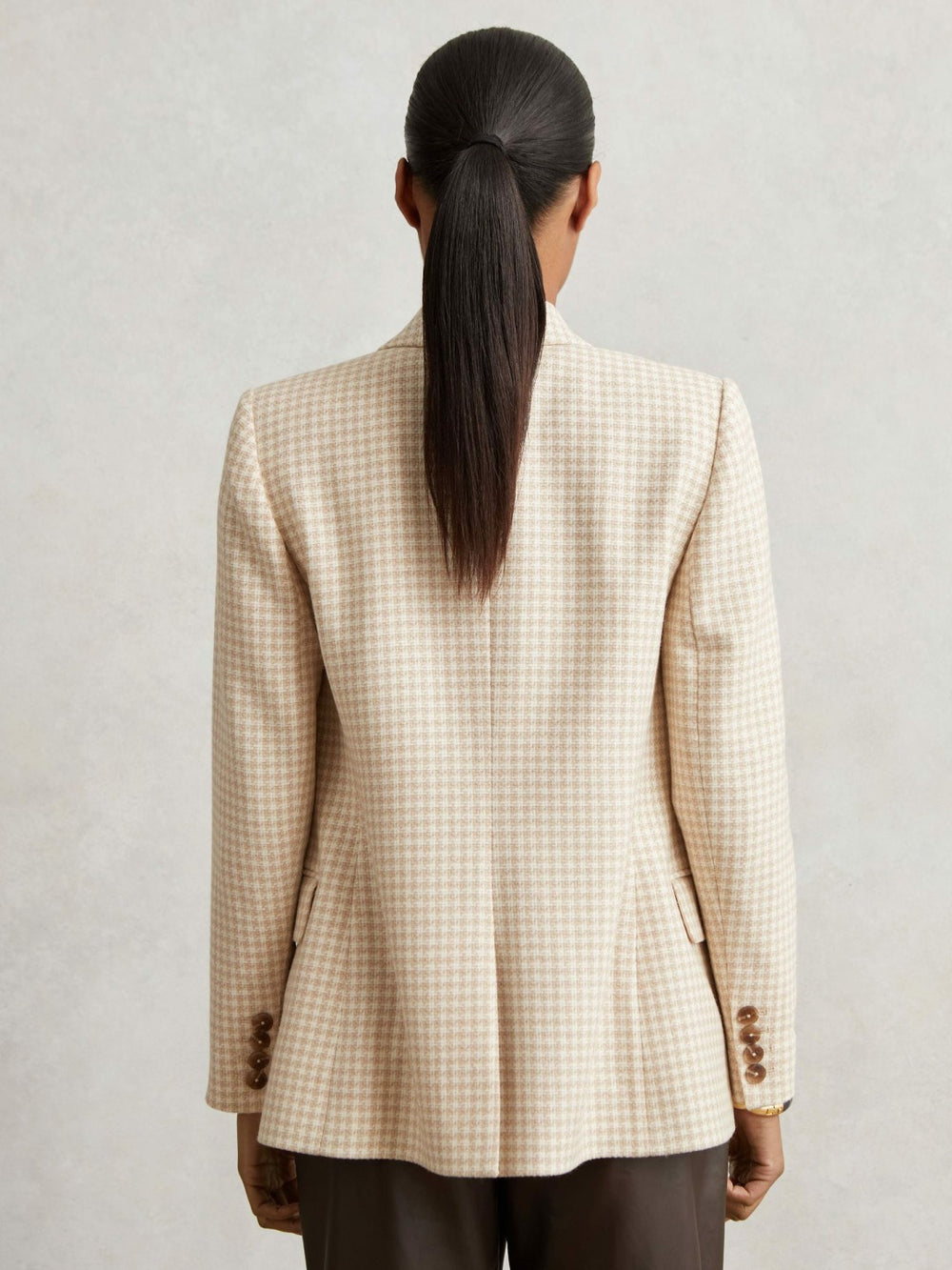 Women Double Breasted Check Blazer With Wool in Neutral Check