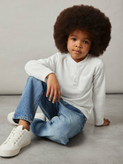 Children & Baby 13-14 yrs Cotton-Blend Waffle Henley T-Shirt in White