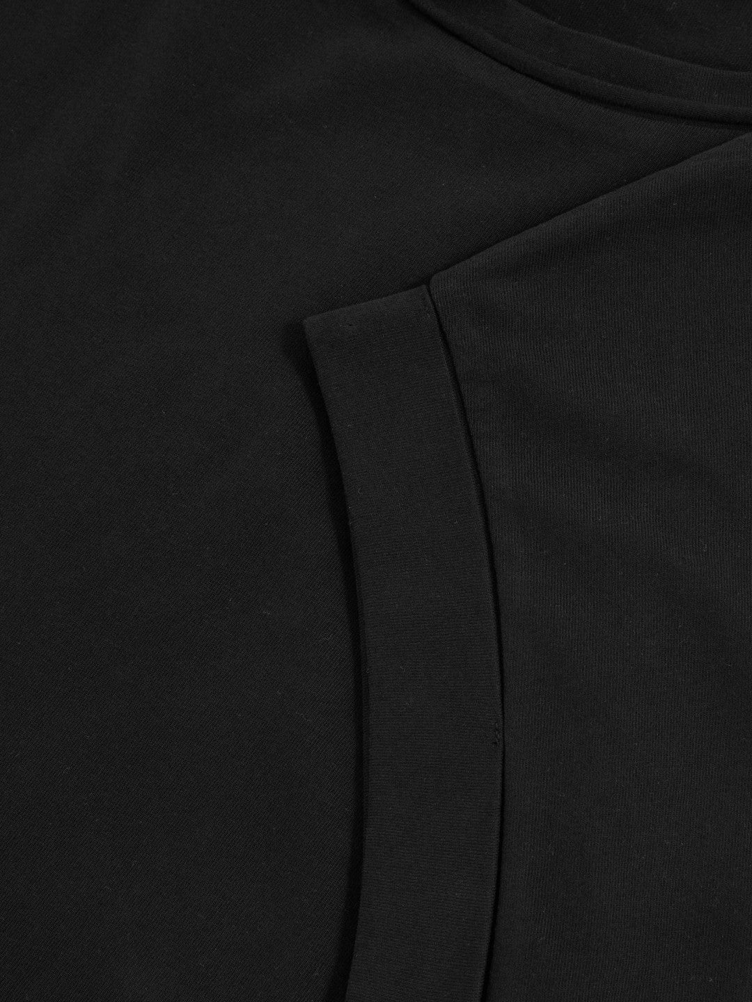 Women Brushed-Cotton Crew-Neck T-Shirt in Black