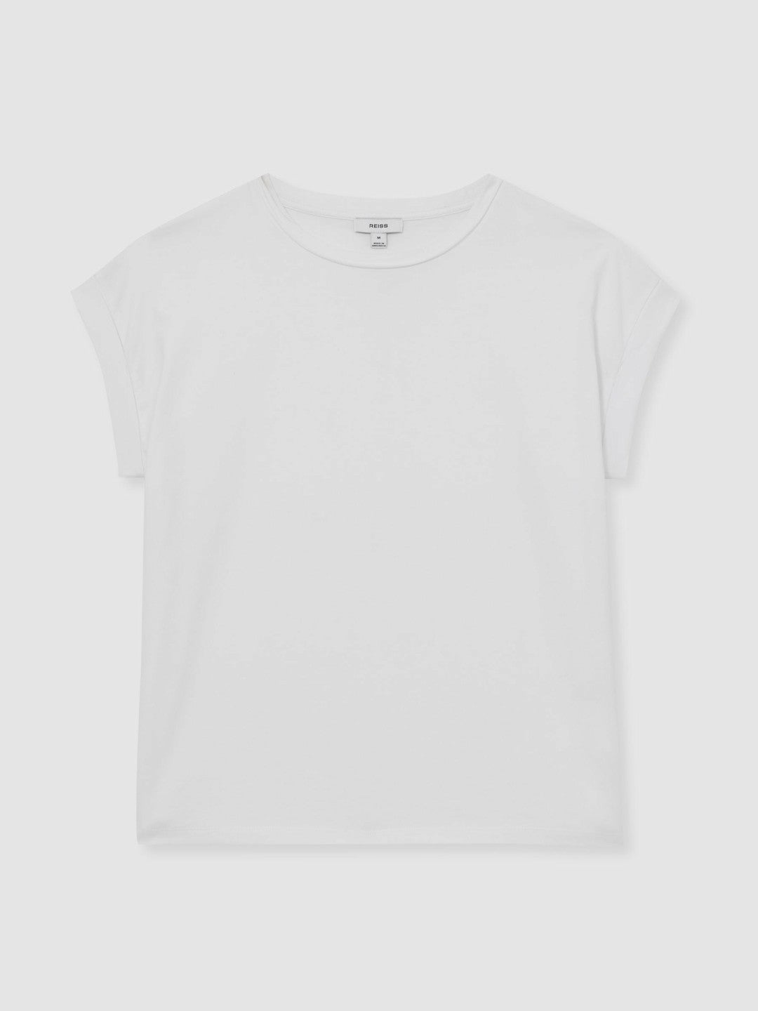 Women Brushed-Cotton Crew-Neck T-Shirt in White
