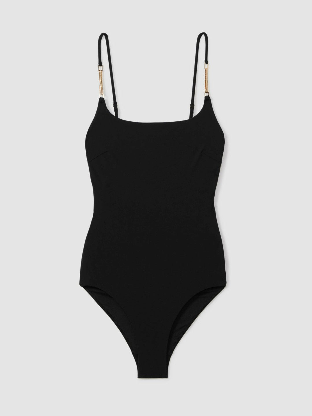 Women Hardware-Strap Cut-Out Swimsuit in Black