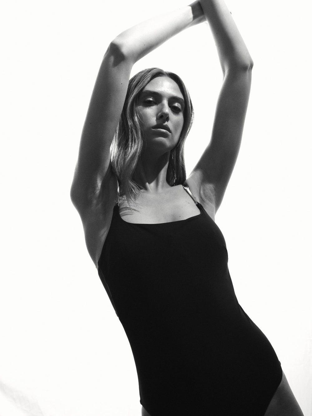 Women Hardware-Strap Cut-Out Swimsuit in Black