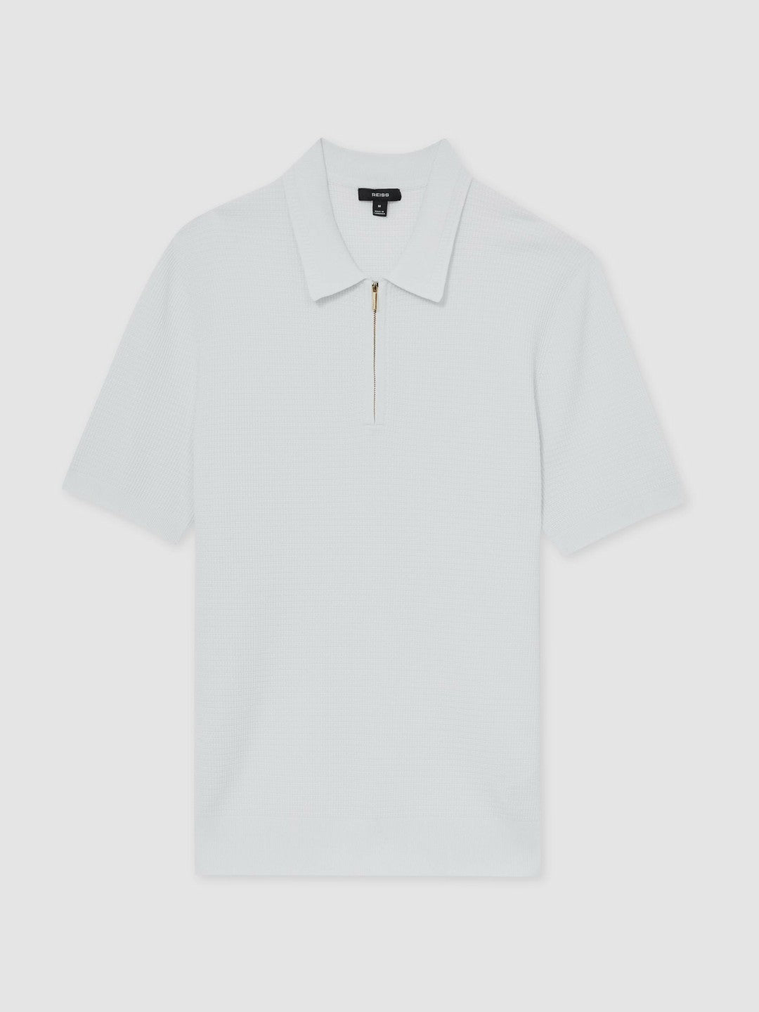 Men Textured Half-Zip Polo Shirt in White