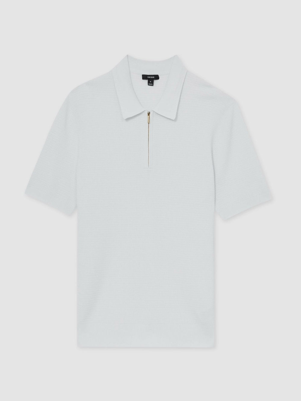 Men Textured Half-Zip Polo Shirt in White