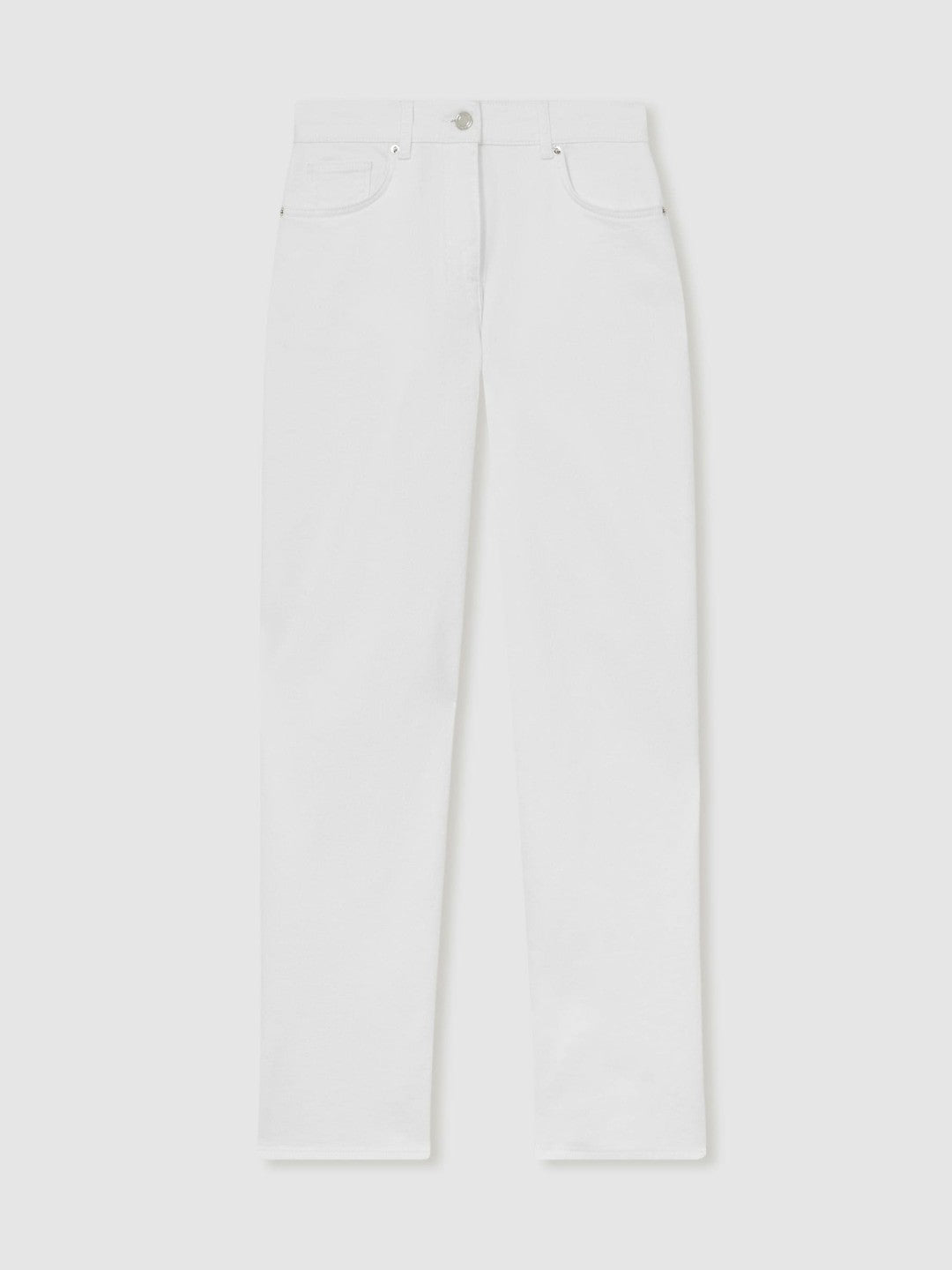 Women Petite Straight Leg Turn Up Jeans in White