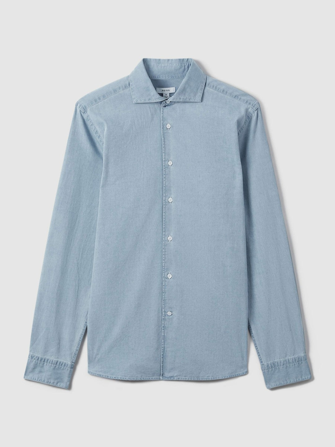 Men Washed Cotton Chambray Shirt in Blue