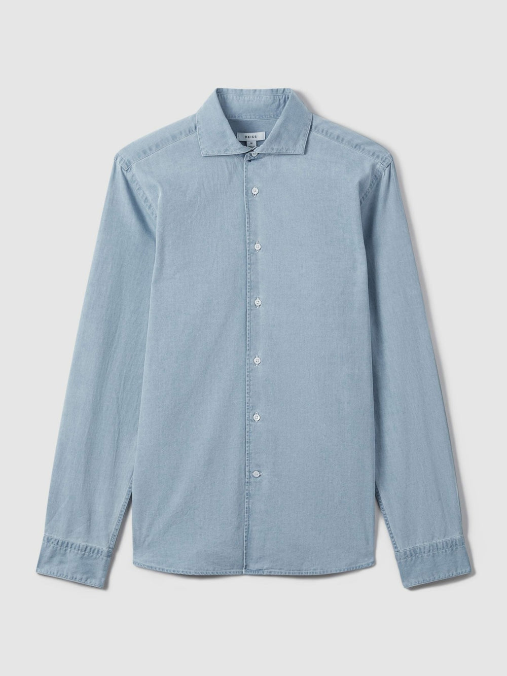 Men Washed Cotton Chambray Shirt in Blue