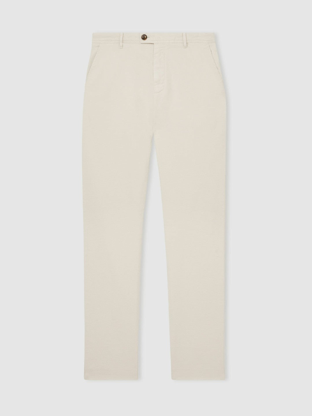 Men Cotton-Piqué Slim-Fit Chinos in Off White