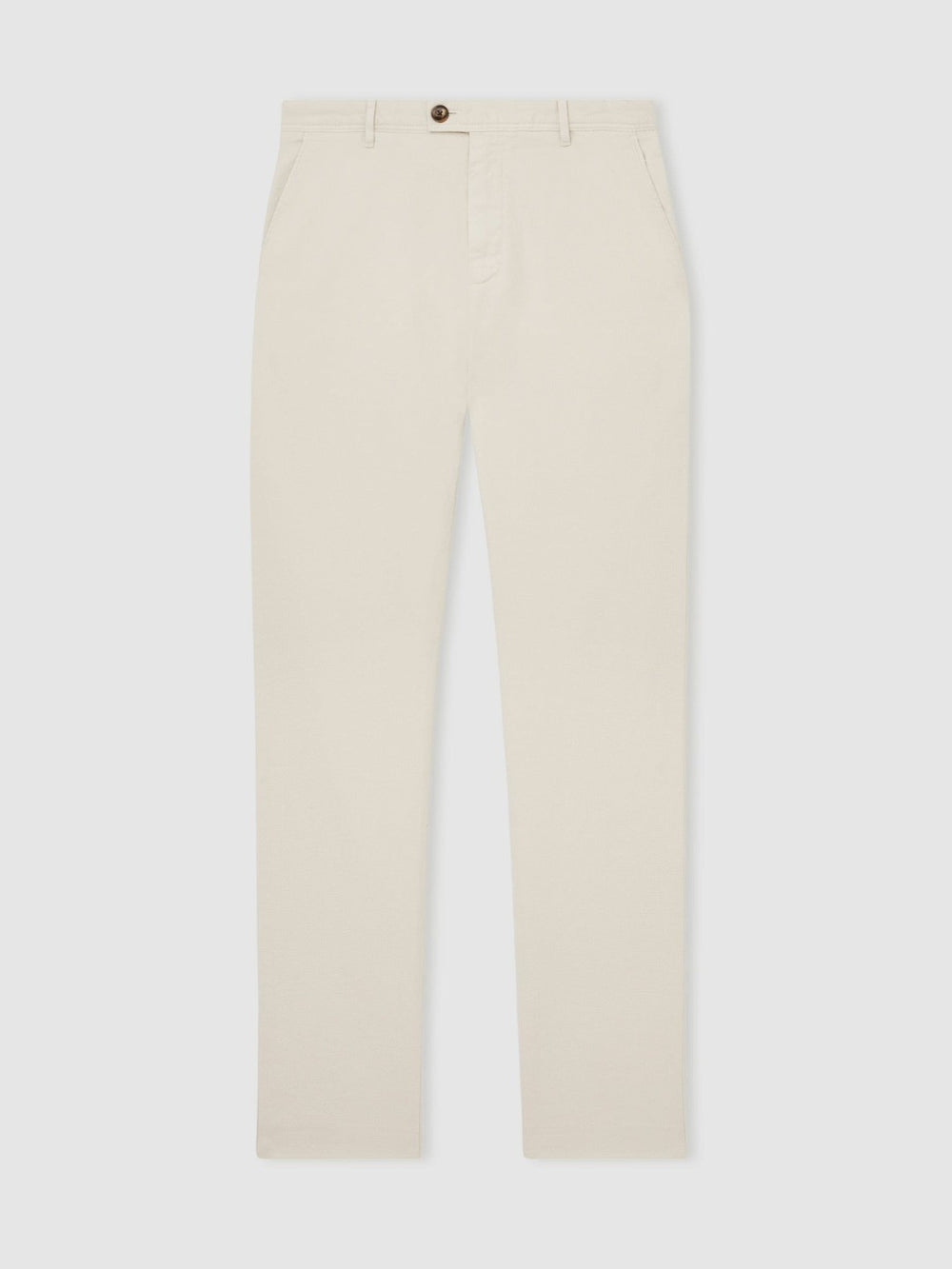 Men Cotton-Piqué Slim-Fit Chinos in Off White