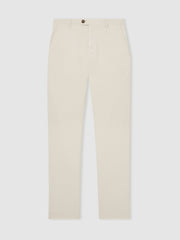 Men Cotton-Piqué Slim-Fit Chinos in Off White