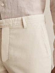 Men Cotton-Piqué Slim-Fit Chinos in Off White