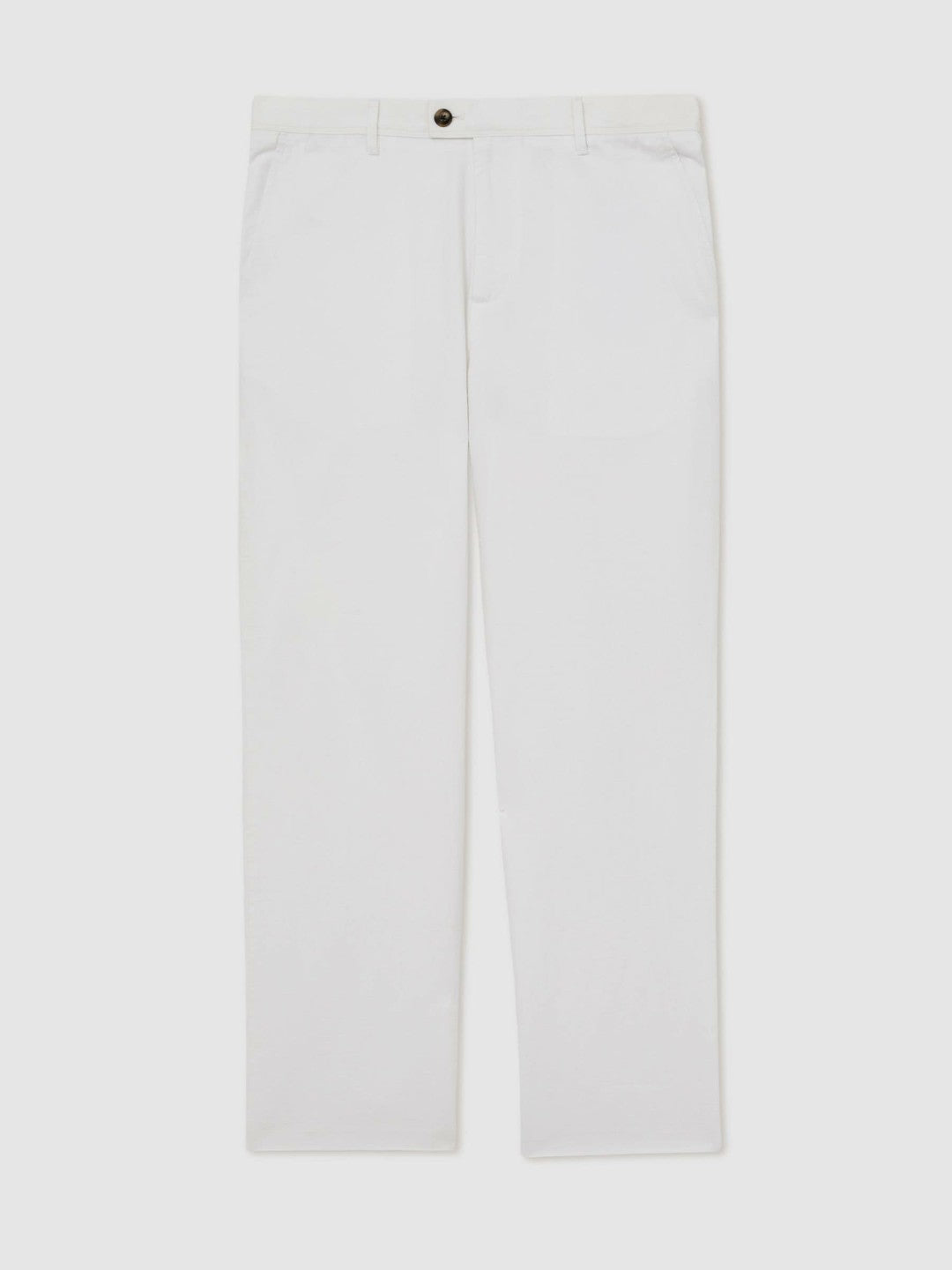 Men Cotton-Linen Relaxed-Fit Trousers in White