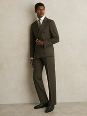 Men Slim-Fit Suit Trousers in Dark Green