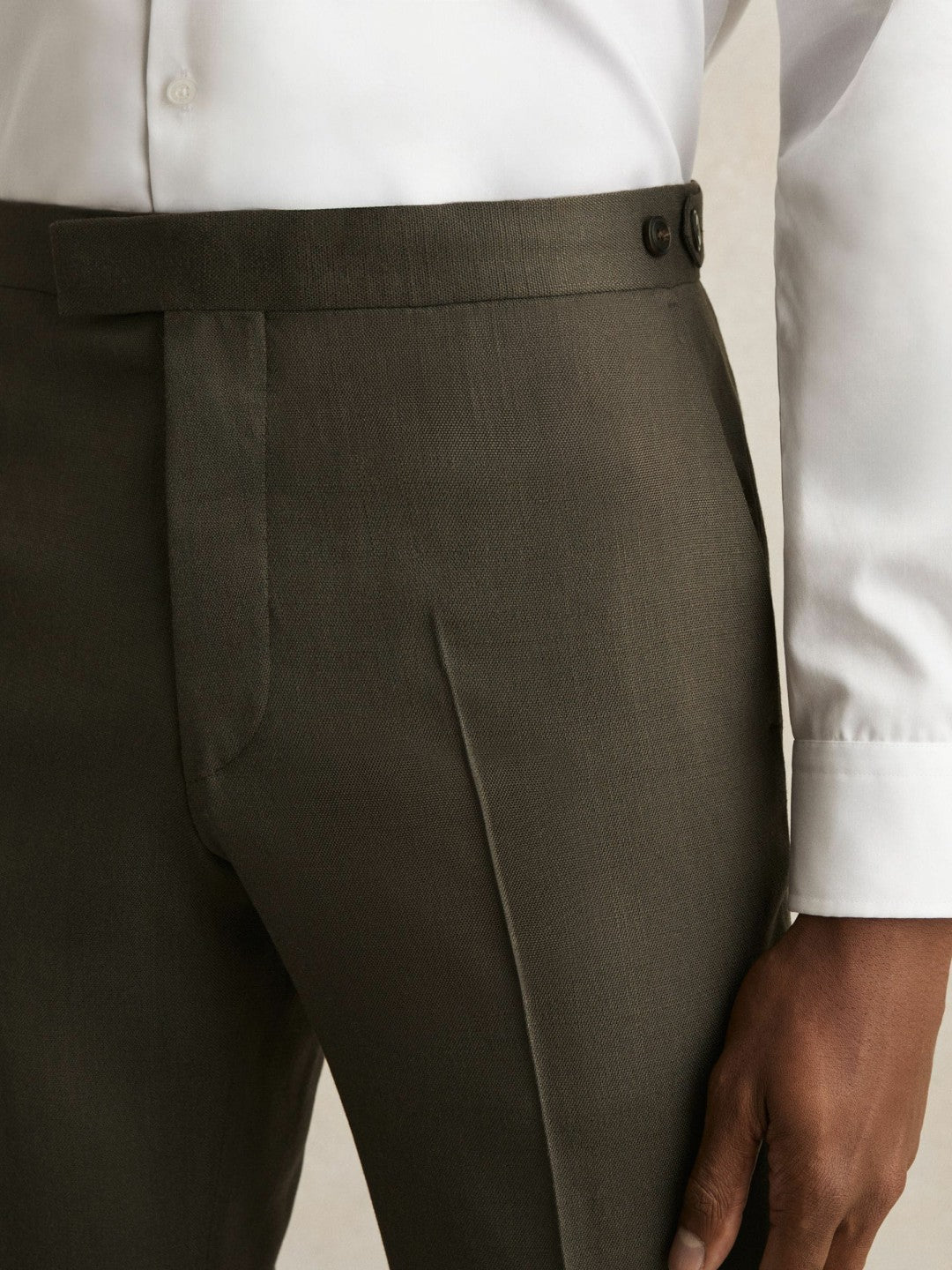 Men Slim-Fit Suit Trousers in Dark Green