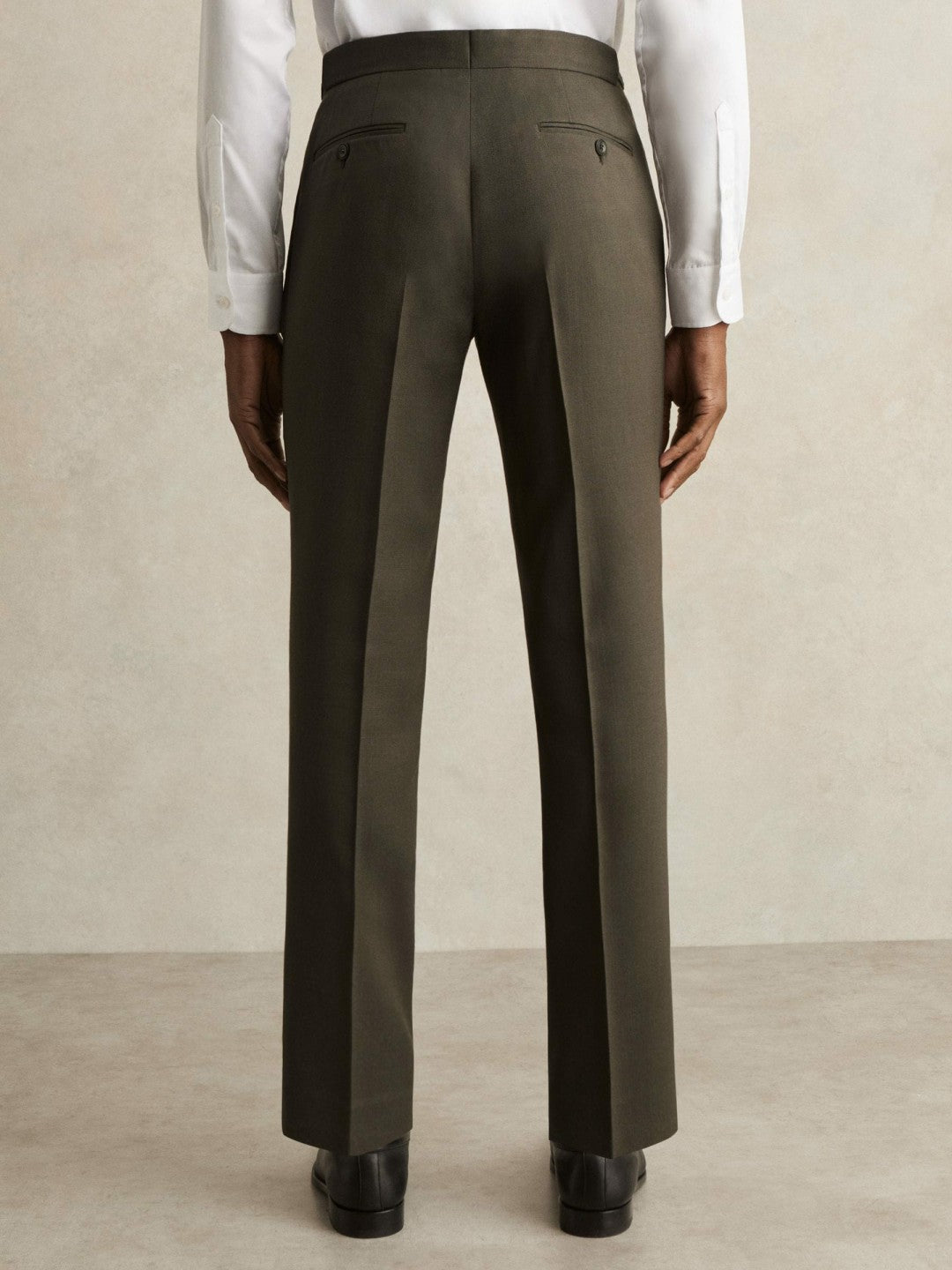 Men Slim-Fit Suit Trousers in Dark Green