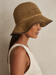 Women Straw Sun Hat in Tan