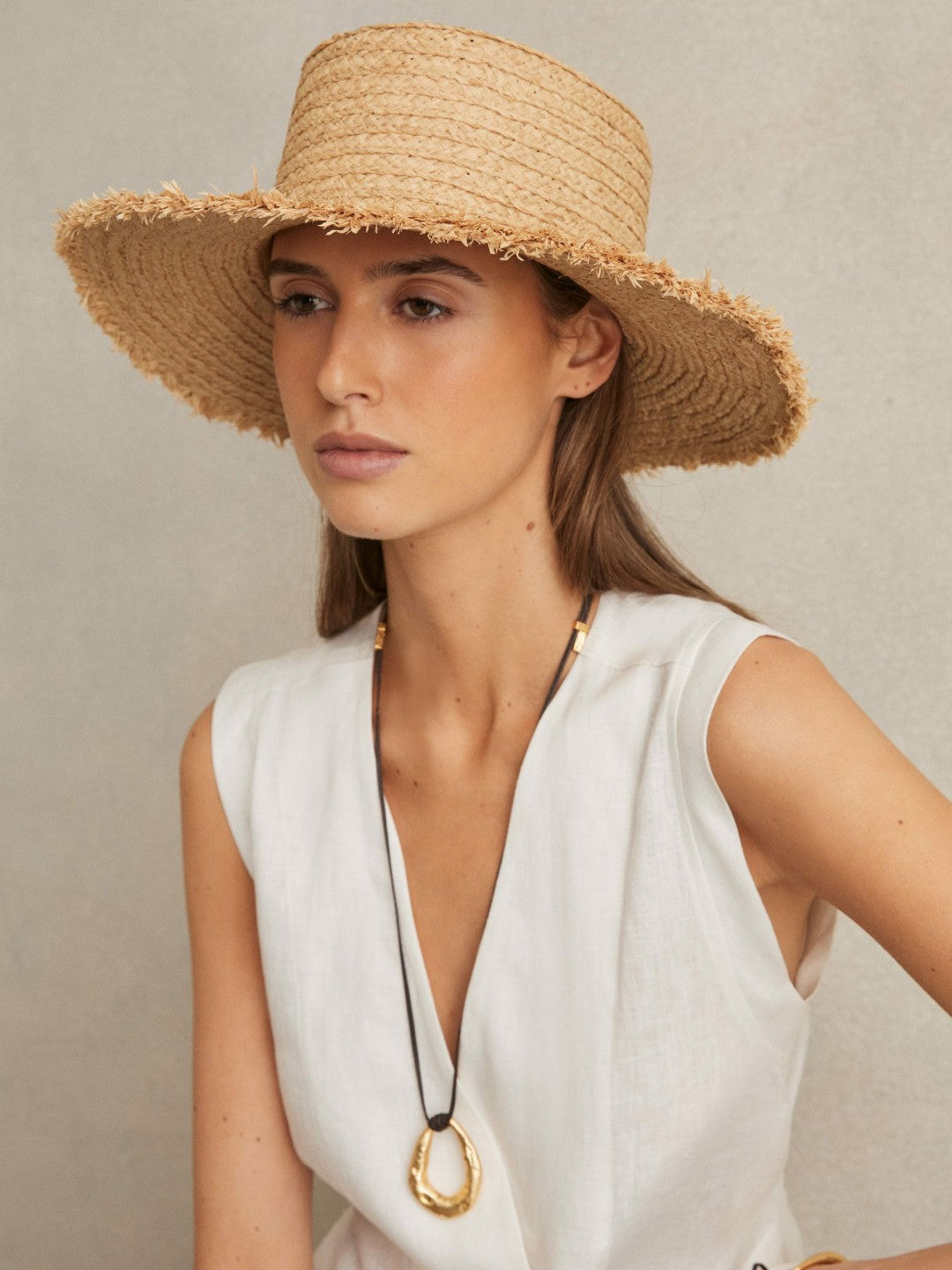 Women Straw Boater Hat in Natural