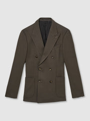 Men Slim Fit Double Breasted Suit Blazer in Dark Green