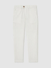 Children & Baby 9-13 yrs Cotton Pinstripe Trousers Regular-Fit in Off White/Taupe Brown