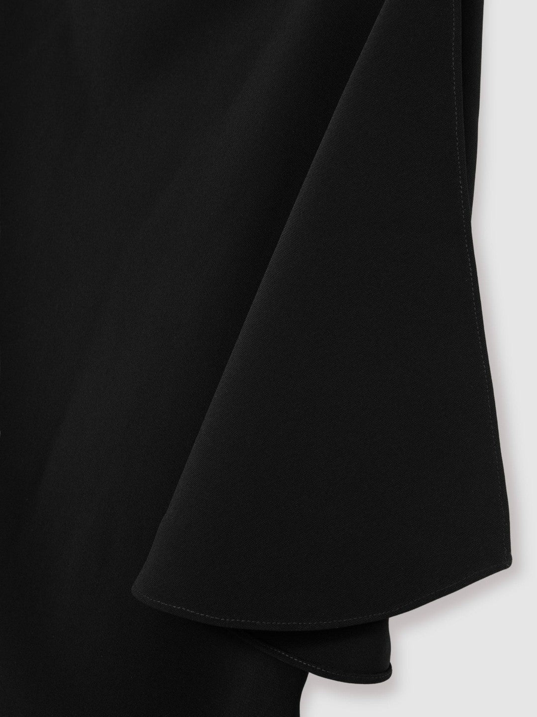 Women Draped-Front High-Neck Midi Dress in Black